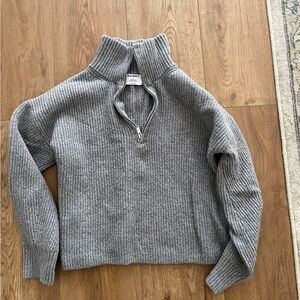 Old Navy Gray Quarter-Zip Ribbed Sweater